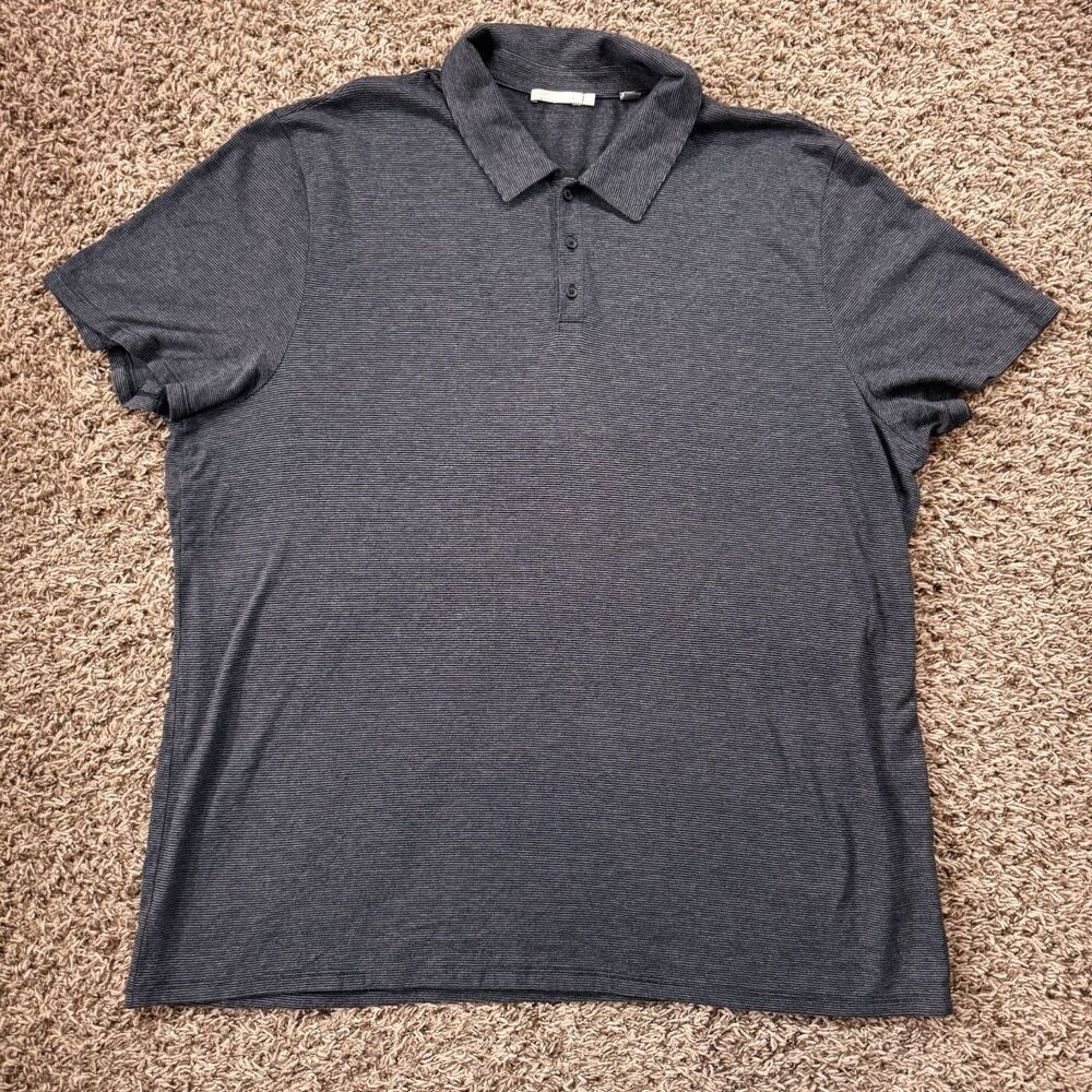 Vince Cotton/Modal Short Sleeve Polo Shirt (Men's XXL) Black Grey